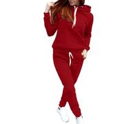 Générique Set da jogging da donna 2 pezzi Tuta Sportiva Pantaloni E Felpa Con Cappuccio Tuta Donna Set Elegante E Elegante Set Stampato Donna Abbigliamento Sportivo 2025, 03#Rosso, L