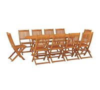 Générique Set da pranzo da giardino, 11 pezzi, 220 x 90 x 75 cm, legno di acacia, mobili, mobili da giardino, saloni da giardino, marrone, 82,8 kg, 3086977