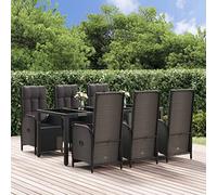 Générique Set da pranzo da giardino 7 cuscini in resina nera intrecciata,Mobili,Mobili da giardino, Soggiorni da giardino, Nero, 94,2 kg, 3185063