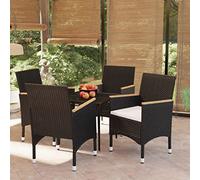 Générique Set da pranzo da giardino con cuscini 5 pezzi Nero,Mobili,Mobili da giardino,Soggiorni da giardino,Nero,41.24KG,3099342