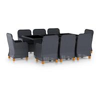 Générique Set da pranzo per esterni 9 pezzi e cuscini in resina intrecciata,Mobilia,Mobili da giardino,Soggiorni da giardino,Grigio,141KG,3060167