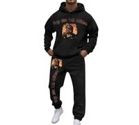 Générique Set da uomo 2 pezzi con cappuccio stampato militare pantaloni cargo tasche tuta casual inverno abbigliamento sportivo militare outdoor casa caldo confortevole streetwear tattico, Nero , L