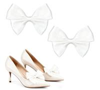 Générique Set di 2 fermaglie per scarpe con fiocco, rimovibili, nastro di qualità, accessori eleganti per tacco alto da sposa, gioielli per scarpe per donne e ragazze, 1, Lega di acciaio, Agata