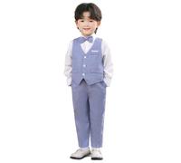 Générique Set di 2 pezzi per ragazzo in cotone per bambini, top e pantaloni, tuta morbida a maniche corte, leggera, traspirante, per il tempo libero, casa, confortevole, primavera, estate, ragazzino