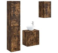 Générique Set di 3 pezzi per mobili da bagno, cina, fumo da parete | Legno d'ingenierie,porte a cerniere,2 punte incluse,fissaggio a parete, senza fori pre-perforati