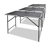 Générique Set di 3 tavolini pieghevoli con telaio in alluminio e piano in MDF nero, ideale per carta da parati, fai da te e decorazione per la casa