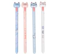 Générique Set di 4 penne a di gatto, per animali a tema stazionario, 0,5 mm, Quick-Drying Ink, Tongue-out Cats Design, Fun Reward Present for Kids and Students 6,18 x 0,39 Inch