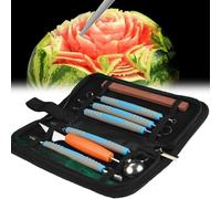 Générique Set di 9 strumenti per intaglio alimentare attrezzi sbucciatura taglio e decorazione con borsa di conservazione per verdure frutta e gelato(Blue)