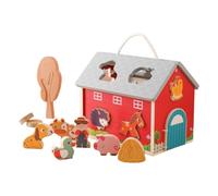 Générique Set di apprendimento Fienile - Figurine in Legno, Set di Gioco Fattoria Eco Kids | Ordinamento Artigianale di Animali impilabili per Le abilità prescolari, Regalo per la Camera da