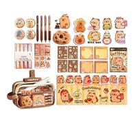 Générique Set di cancelleria Capybara - Astuccio per studenti | Note adesive Cartoon | per studenti giornalisti amanti degli animali adolescenti artisti studio diario