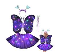 Générique Set di costume da fata per ragazza | Set di abiti da fata con illuminazione a LED | costumi e fascia luminosa a LED per ragazze vestire e ballare balletto