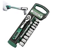 Générique Set di docce - 12 pezzi a cricchetto a 72 denti con boccole | Strumenti di riparazione con barra di estensione per elettrodomestici, auto, camion, biciclette, mobili, metallo, costruzione