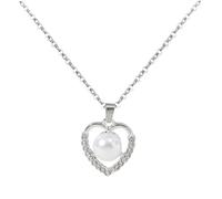 Générique Set di gioielli da sposa con ciondolo a forma di lettera e perle coltivate d'acqua dolce per San Valentino Natale e collane da tennis a forma di cuore per donna, Taglia unica, Metallo