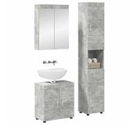 Générique Set di mobili da bagno 3 pc Grigio Calcestruzzo | Legno di ingegneria, finitura opaca, generosa conservazione, design contemporaneo, facile manutenzione