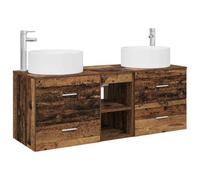 Générique Set di mobili da bagno 3 pc legno di ingegneria a parete | Lavabo e rubinetto inclusi, ripiani di stoccaggio, design minimalista, quattro punte, posa a parete