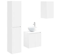 Générique Set di Mobili da Bagno 3 pz Bianco Appeso | Legno di ingegneria,porte a cerniere,lavabo e rubinetto regolabili,2 punte incluse,installazione a parete