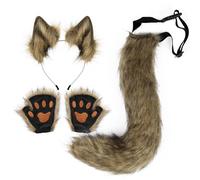 Générique Set di orecchini e coda di lupo - Costume lupo effetto reale da donna, facile da indossare, abbigliamento Halloween Cosplay per spettacolo panoramico e animazione