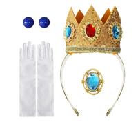 Générique Set di per costume da principessa, con orecchini, spilla, guanti, corona di diadema da principessa, per ragazze e ragazze adolescenti per festa in costume di carna