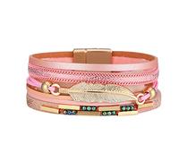 Générique Set Magnetico Per Perline Anelli Bohemien Bracciale in pelle multistrato intrecciato colorato Mamma Bracciali Bracciale Anelli (A, One Size)