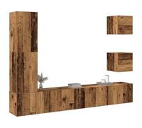 Générique Set mobile TV da parete 5 pezzi legno di Ingenierie vecchio legno | Ampio spazio di archiviazione, porte antipolvere, facile da pulire, appeso alla parete