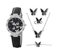 Générique Set orologio - 5 cm farfalla con anelli collana, accessori gioielli orologi moda | impermeabile per donna, viaggio, casual, ufficio, appuntamenti, serate, eventi, nero, Se référer au