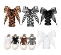 Générique Shoe Laces - 4 Pair Cute Checkered Ribbon Sneaker Accessories