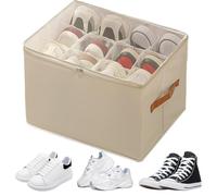 Générique Shoe Organizer, Foldable Organizer, 16,93 x 12,6 x 11,81 Inches Adjustable Dividers Storage, Trasparente Cover Handle, Closet Box for Dormitory, Living Room and Entrance Organization