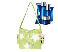 Générique Shoulder Bag, Tote Purse, Large Capacity Design with Star Pattern, Portable Messenger Style, Shoulder Storage for Girt, Travel, School, Casual Outings, 14,96 x 12,6 x 4,72 Inches, verde, Se