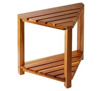 Générique Shower Foot Rest, Bathroom Step Stool, Compact Non-Slip 2-Tier Waterproof Design, Wooden Shaving Bench for Vanity, Home, Apartment, Dorm Use, Natural Wood Color