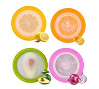 Générique Silicone Fruit Storage Box - 4 x Reusable Leak-Proof Space-Saving Cipolla | Silicone Frutta e Vegetable Storage For Salad Prep Kitchen Food Lemon Packing