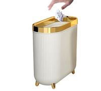 Générique Slim Toilet Trash Can, Narrow Garbage Can with Lid Compact Waste Bin, Space Saving Design, Paper Waste Container, for Toilet Small Restroom Vanity Corner