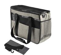 Générique Small Pet Carrying Bag with Multi-Pockets, Breathable Flexible Safety Sling for Cats and Pets, Ideal for Travel, Holiday Road Trips, Picnics, Camping, Walking, Outdoor Adventures, grigio, Se