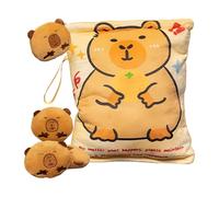 Générique Snack Bags for Kids, Capybara Plush Snack Holder, PP Cotton Material, Stuffed Pillow with 4 Mini Dolls, Soft Cushion Design, Hugging Toy, Home Decor Travel Use, 18 x 20 cm 1 Set, C, Se