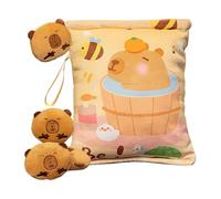Générique Snack Bags Kids, Adorable Capybara Plush Snack Bag with 4 Mini Stuffed Dolls, 7,09 x 7,87 pollici Soft Pillow Cushion for Hugging, Candy Storage, Gummy Treats, Travel & Decor., b, Se référer