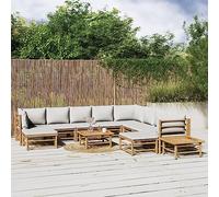 Générique Soggiorno da giardino 12 pezzi con cuscini grigio chiaro bambù,Mobili,Mobili da giardino,Soggiorni da giardino,Marrone, 95.4KG,3155099