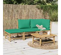 Générique Soggiorno da giardino 3 Pezzi Bambù Verde con Cuscini | Modulare, Schienale E Bracciolo Confortevoli, Seduta Soffice Per Esterni