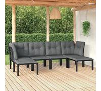 Générique Soggiorno da giardino 6 pezzi resina intrecciata nera e grigia,Mobili,Mobili da giardino,Soggiorni da giardino,Nero,39.9KG,3187762