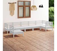 Générique Soggiorno da giardino 7 pz Legno di pino massiccio bianco,Mobili,Mobili da giardino,Soggiorni da giardino,Bianco,57.71KG,3082738