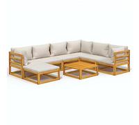 Générique Soggiorno da giardino 8 pezzi con cuscini in legno massello grigio chiaro,Mobili,Mobili da giardino,Soggiorni da giardino,Marrone,95KG,3155291