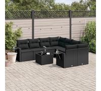 Générique Soggiorno da giardino 9 Pezzi con Cuscini Nero Resina Tissee | Organizer sotto seduta con borsa impermeabile, tavolo pieghevole, fodera rimovibile lavabile, design modulare