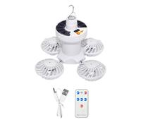 Générique Solar Outdoor Fan, Ceiling Fan with Lights, 2-In-1 Air Circulator and Folding Lantern, Remote Control, Ideal for Beach, Rv, Bedroom, Indoor Camping, Picnic, , Hiking