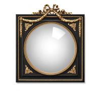Générique Specchio convesso da parete, cornice nera e oro con ghirlanda dorata, decorazione da parete vintage chic, stile napoleone III, specchio strega antica, 31 x 27 cm