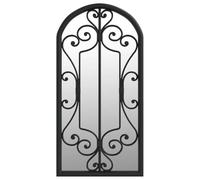 Générique Specchio da giardino nero, 70 x 30 cm, in ferro | Effetto ruggine antico, decorativo per pareti esterne, riflette la luce, espande visivamente lo spazio