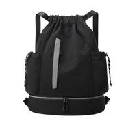 Générique Sport Backpack, Drawstring Bag, Waterproof Gym Bag, Ampia Capacity, Lightweight Poliestere Storage for Fitness, Pallacanestro, Campeggio, Picnic Use, 18.11x13.39x5.91 Inches 1 pezzo, Nero