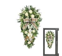 Générique Spring Holiday Teardrop Garland, Easter Patio Wreath, Easter Holiday with Artificial Flowers, Decorative Floral Wreath for Window Garden Backyard Balcony Stairway, Home Seasonal Spring
