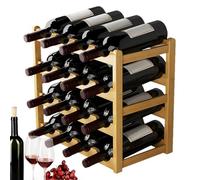 Générique Stackable Wine Rack, 20-Bottles Wooden Wines Holder Cabinets, 16,93 x 9,45 x 13,78 pollici 4 Tier Wine Shelf Stand, Stackables Bottle Display Storage for Pantry Cabinet