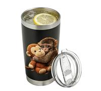 Générique Stainless Steel Insulated Tumblers - 600 ml Monkey Pattern Cup with Lid for Evaluation | Tumblers insulati con resina Build Sl or Travel Cafe Tea Drinking Gym Utility