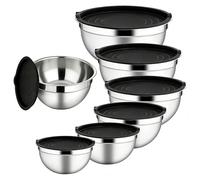 Générique Stainless Steel Mixing Bowls - 7 pezzi Nesting Round Non-Slip Kitchen Gadgets | 10INCH Food Prep Mixing Bowls | for Sauce Grain Eggs Seasonings Dough Fruits