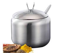 Générique Stainless Steel Polished Sugar Storage Jar - Vaso di zucchero in acciaio inox | Condimento Storage Cruet Bottle With Lid Spoon | Acciaio inossidabile Sugar Bowl | Salt Pepper Storage Bowl