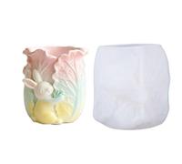 Générique Stampo Porta Penna,Stampo in Silicone Vaso Coniglio Pasqua Cavolo - per Tazze Profumate,per Conservazione, Vaso di Caramelle, Gesso, Cemento, Produzione di